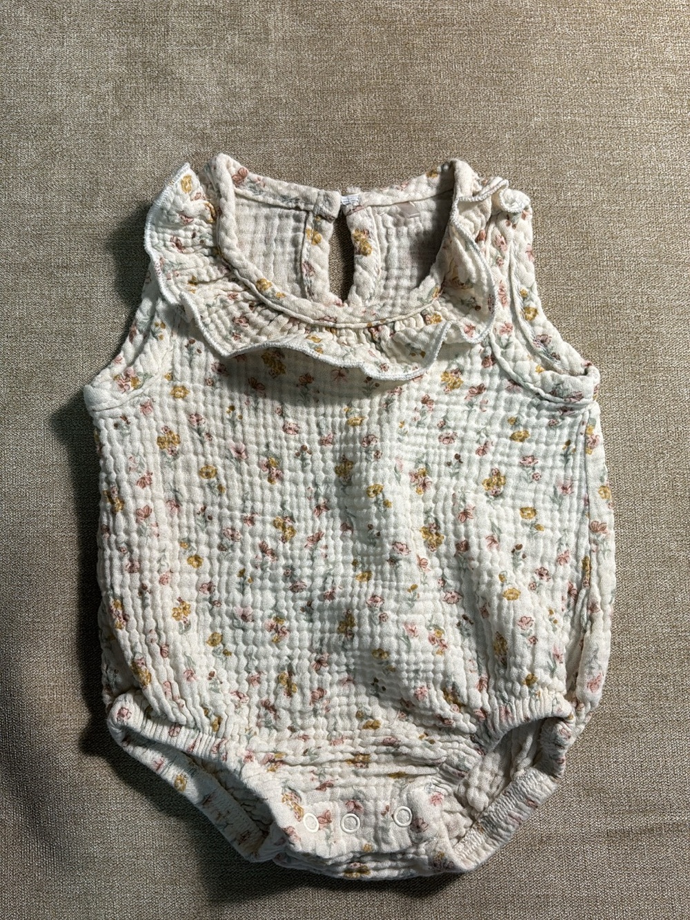 chick pea Cream Floral Ruffle Romper
